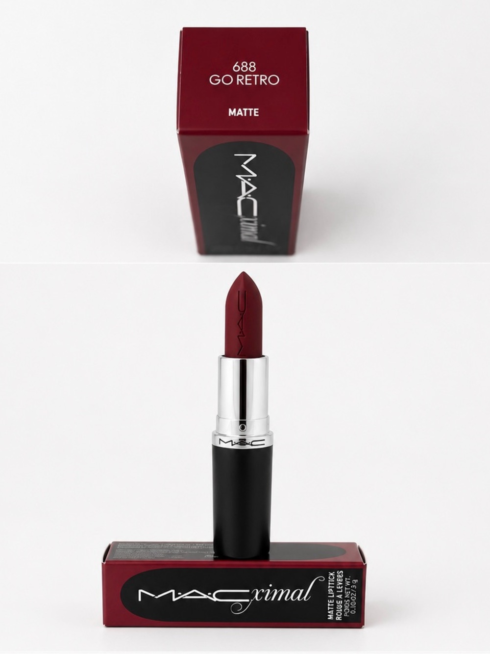 MAC Cosmetics Matte Lipstick — 688 Go Retro (Deep Wine Red)